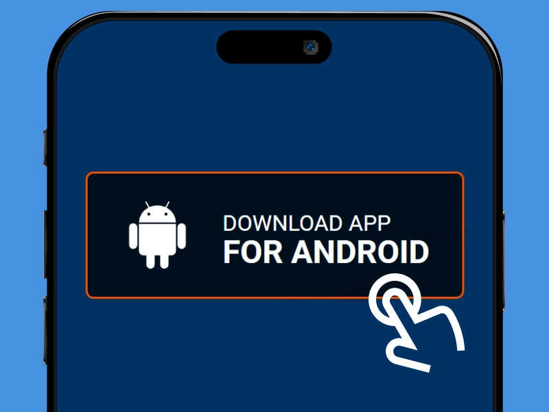 Screenshot with the Android tab active and the “Download for Android” button highlighted.