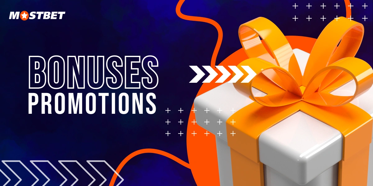 3D white and orange gift box illustration representing MostBet bonuses and promotions.