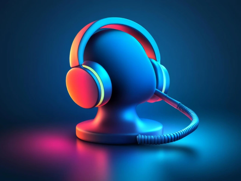 Headphones on mannequin in blue shades, MostBet theme