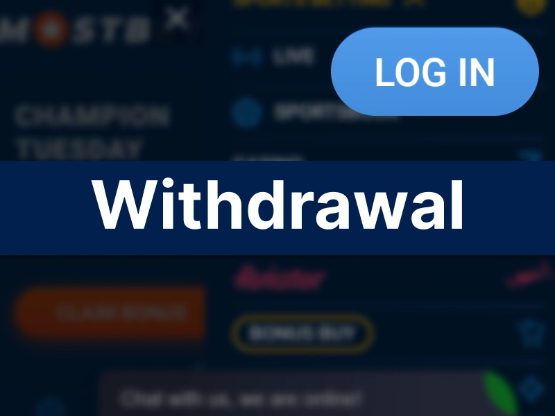 Screenshot of the MostBet account dashboard showing the “Withdraw” option