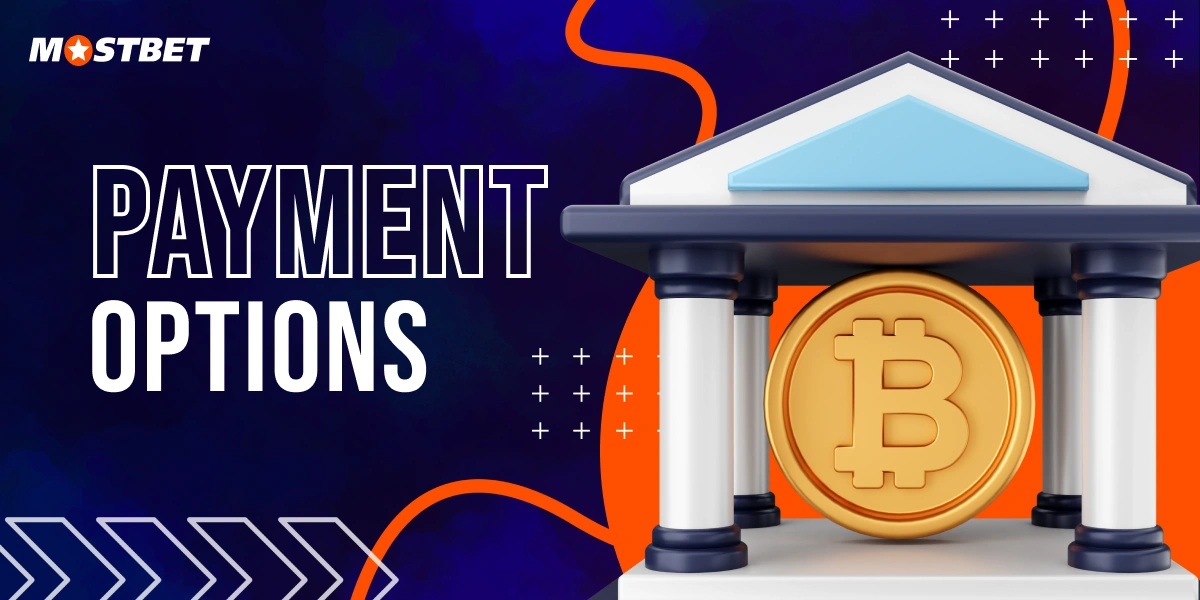 3D bank and Bitcoin coins representing MostBet payment options
