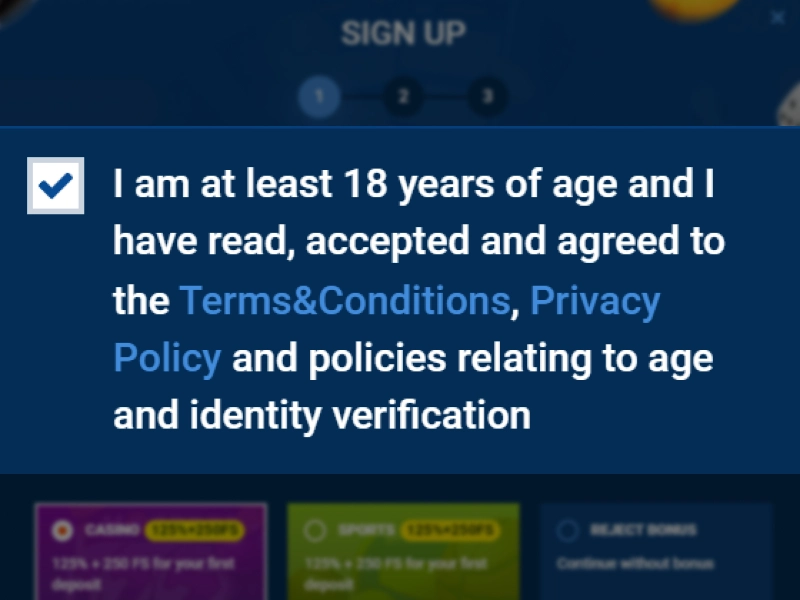 Screenshot of the checkbox for accepting MostBet terms and conditions.