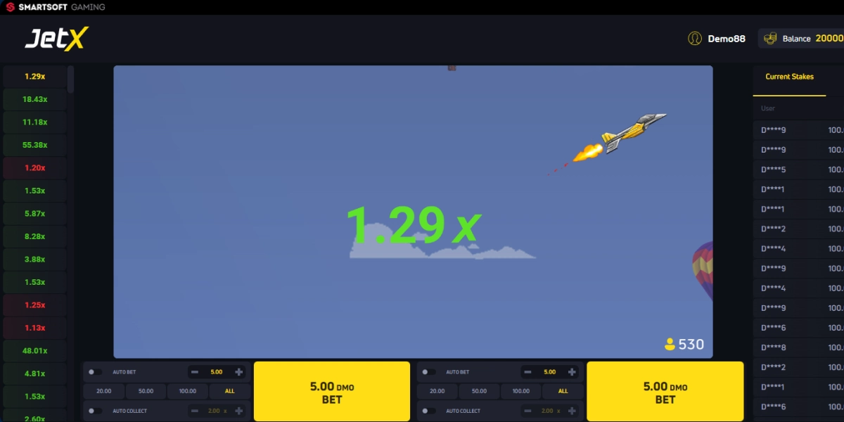 JetX game interface on Mostbet with live 1.29x multiplier and betting controls